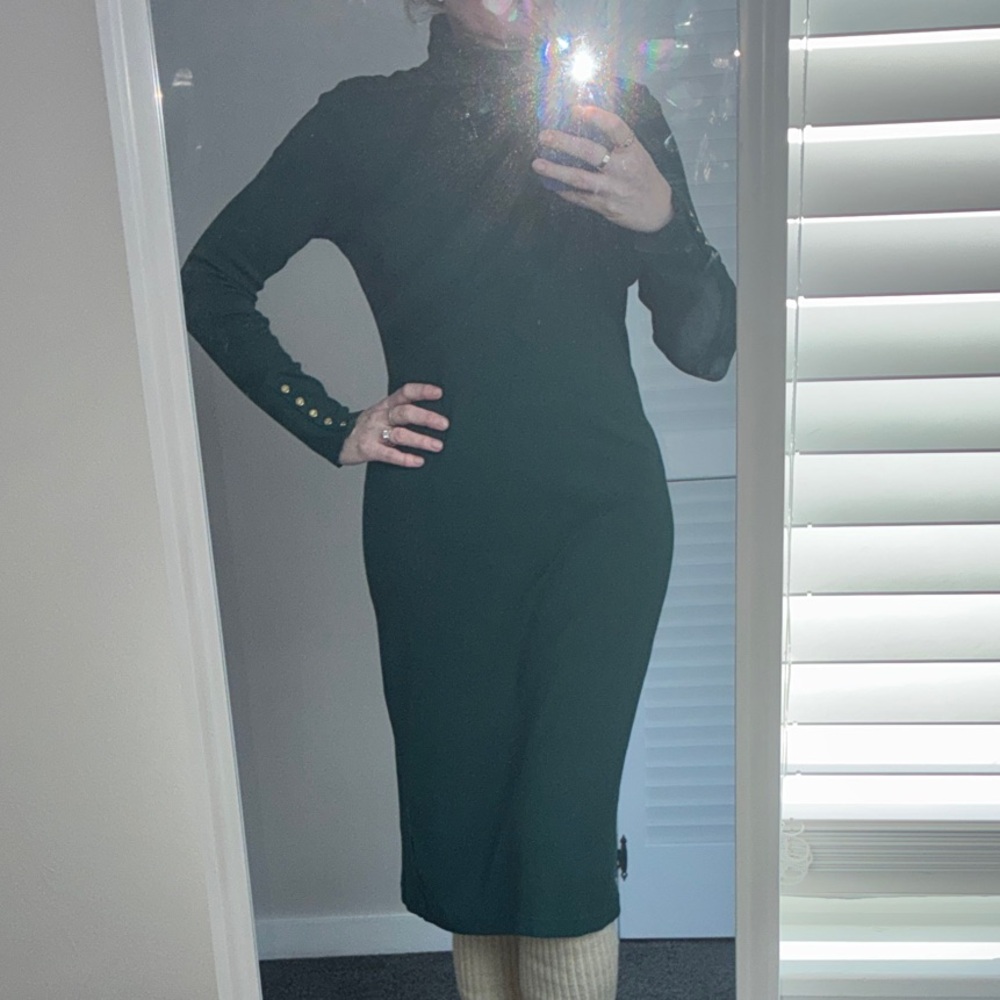 Ralph Lauren Green Turtleneck Dress Size10